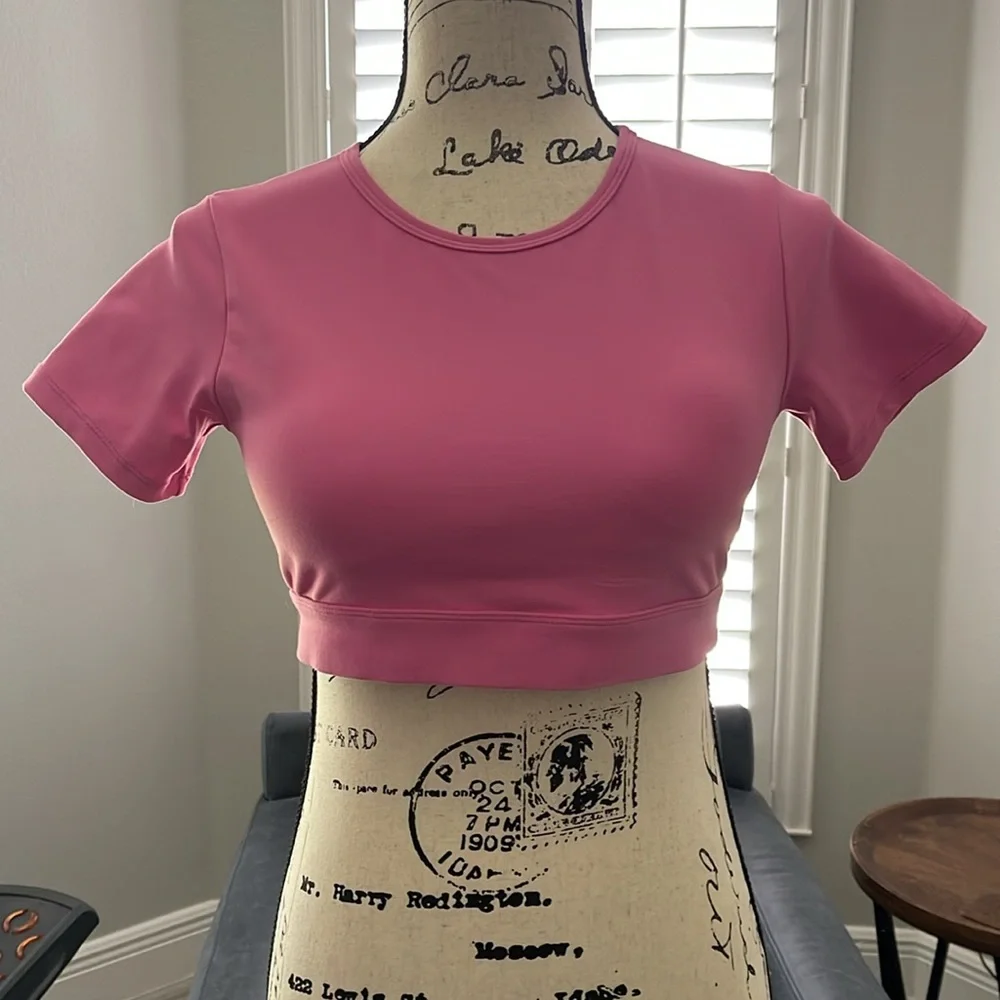 NVGTN Bubblegum Pink Cropped Open-Back Top, Medium - Picture 2 of 6